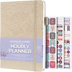 Legend Planner Hourly Schedule Edition – Deluxe Weekly & Daily Organizer with Time Slots. Time Management Appointment Book Journal for Work & Personal Life, Undated, Hardcover – Seashell, Gold Foil