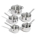 Lagostina Classico 10-Piece Stainless Steel Cookware Set, Pots and Pans Set with Glass Lids, Induction Safe, Dishwasher and Oven Safe up to 400°F / 204ºC, Silver