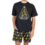 Bioworld Star Trek U.S.S. Enterprise Crew Men’s Crew Neck Short Sleeve Tee & Sleep Shorts Combo Set-XL Black