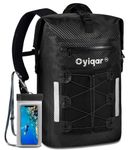 Oyiqar Waterproof Backpack 25L / 35L / 55L Sizes Dry Bag Roll Top Closure Sack with Front-Zippered Pocket, Mesh Compartment, Cushioned Back Panel & Phone Case for Outdoors Hiking, Kayaking, Camping