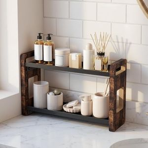 Bathroom Organizers And Storage,Bathroom Counter Organizer,Bathroom Counter Shelf,Bathroom Sink Organizer,Vanity Organizers,Vanity Storage,Makeup Organizer Countertop,Perfume Display(Brown 2 Tier)