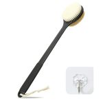 VANZAVANZU Back Scrubber for Shower, Anti-Slip Long Handle Bath Brush with Soft and Stiff Bristles, Exfoliating Shower Brush for Wet or Dry Brushing