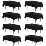 Fayavoo 8 Pack Black Tablecloth 58 x 102 Inch Rectangle Table Cover Stain and Wrinkle Resistant Washable Polyester Table Cloth for Decorative Table Cover for Dining Table, Buffet Parties and Camping