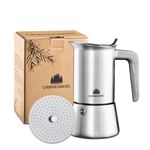 Groenenberg Moka Pot | Espresso maker (4 Cup) incl. reducing sieve & extra sealing I Stainless steel I Induction-Safe I Moka maker