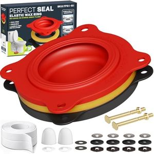 boeemi TF01-RI Elastic Wax Toilet Seal Ring Kit with Dual Sealing Protection – Universal 3”/4” Toilet Wax Ring Replacement, Leak-Proof Toilet Bowl Seal, Waterproof Caulk Tape Included