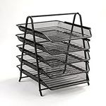 Mind Reader 5-Tier Paper Tray, Desktop Organizer, File Storage, Workspace, Office, Metal Mesh, 29.8Lx35.6Wx36.8Hcm, Black