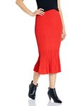 KENDALL + KYLIE Women's Ottoman Mermaid Skirt, Fiery Red, XS