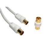 PC Arena Coaxial TV/AV Aerial Cable Male to Male 1.8m + coupler