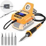 Cordless Soldering Station for Dewalt 20V Max Battery - with 2 Auxiliary Helpers Electric Digital LCD Display Soldering Iron Station Fast Heating Up Soldering Station for Appliance Repair (Tool Only)