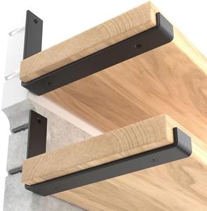LEOPO 12 inch Shelf Brackets 12-Pack ,1/5 inch Thick Heavy Duty Industrial Bracket for DIY Floating Shelf Support, Black Coated Wall Shelf Support, 11.25” x 6” x 1.5”