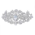 EVER FAITH Rhinestone Crystal CZ 1920's Style Bride Hair Barrette Flower Art Deco Clear Silver-Tone