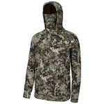 BASSDASH Men’s Fishing Fleece Hoodie with Neck Gaiter Water Resistant Performance Hunting Sweatshirt FS18M, Grunge Camo -No Logo at Sleeve, X-Large