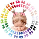 OAOLEER 40PCS 2 Inches Baby Girls Hair Bows Ties Mini Elastic Hair Rubber Ribbon Hair Band Accessories for Kids Toddlers Infants (Baby Hair Ties-B)