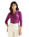 U.S. POLO ASSN. Women's Tipped Collar Solid Polo Shirt (UWSS24PTS073_Purple_L)