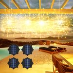 4 PCS Solar Lights Outdoor Solar Firework Lights, 480 LED Solar Powered Hanging Lights Outdoor Waterproof Hanging Fairy Garden Lights Landscape Lights Christmas Decorations (Warm White)