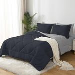 JOLLYVOGUE Black/Light Grey Reversible Comforter Set, King Size 3 Pieces Bedding Comforter Set for All Season, Lightweight & Comfortable Bed in a Bag with 1 Comforter and 2 Pillow Shams