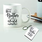 PICRAZEE “Best Brother in The World” Gift for Brother on Birthday | Raksha Bandhan (1 pcCeramic Coffee Mugwith Wooden Key Ring) (Best Brother in The World)