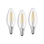 OSRAM LED Base Classic B / LED-lamp in candle shape with E14-base / not dimmable / replacement for 40 Watt / Filementstil clear / warm white - 2700 Kelvin / pack of 3