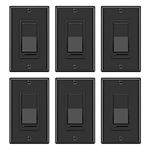 [6 Pack] BESTTEN Dimmer Wall Light Switch, Single Pole or 3 Way, 120VAC, for Dimmable LED, CFL, Halogen and Incandescent Bulb, cUL Listed, Gloss Black