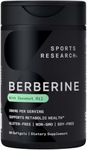 Sports Research Berberine® Supplement with Organic Coconut Oil - Herbal & Ayurvedic Metabolic Health Support - Berberine 500mg, 90 Softgels - Gluten-Free, Non-GMO Berberine Powder