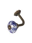 NEERJA Curtain Tie Backs Hook Decorative Wall Hook- Blue & White Design(Brass Antique, 10)