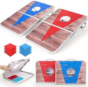 ROPODA Portable Cornhole Board Set, 30x20 Inch Corn Hole Games for Adults with 8 Bean Bags, Lightweight Aluminum Alloy Edging Cornhole Set for Outdoor Games，Beach and Tailgates.