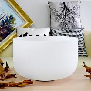 TOPFUND G Note Crystal Singing Bowl 18 inch Throat Chakra Sound Healing with Large Rubber Mallet