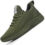 Feethit Mens Slip On Walking Shoes Non Slip Running Shoes Lightweight Tennis Shoes Breathable Workout Shoes Comfortable Fashion Sneakers Olive Green Size 8