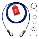 Zinco Dog Tie Out Cable – 15 Feet Long Dog Tether for Yard, Camping and Outdoor Places – Dog Leash for Small to Medium Dogs up to 50 Lbs (Blue)