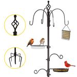 Urban Deco Bird Feeders Hanging Station Metal Bird Feeder Pole With Multi Hooks Bird Feeding Station With Feeders, Bird Bath Tray, Bird Seed Feeder With Suet Cage Hanging Bird Feeder Stand For Garden