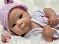 Gileutay 12in/33cm Full Body Silicone Baby Doll Girl Lifelike Reborn Baby Realistic Newborn Dolls That Look Like Real Life Babies
