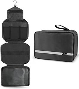 Beauty Case da Viaggio Uomo y Donna, Borsa da Toilette Grande per Viaggio | Borsa da Bagno Compatta da Appendere con 4 Scomparti | Borsa da Doccia Impermeabile (Nero)