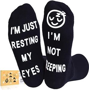 BVIELOY Christmas Birthday Gifts for Men Dad Grandpa Husband Father Funny Socks I'm Not Sleeping Just Resting My Eyes, A, Large