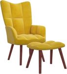 DESIGNER LIBRARY- Stafford Accent Chair with Metal Legs and Ottoman | Modern Armchair for Living Room Sofa | Lounge Chair | Fancy Chairs for Bedroom (Yellow)