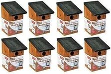 Garden Mile® Traditional Wooden Bird House Slate Roof Wild Bird Nesting Box Garden Outdoor Patio Bird Care Accessories Garden Ornament (8x Traditional Wooden Bird Nesting Box)