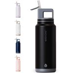 GROSCHE Alpine Flip n' Sip 40oz Insulated Water Bottle - Stainless Steel, Leakproof Flask with Straw - Perfect for Gym, Travel & Outdoor Use - Keeps Water Cold Upto 60 hrs - Graphite Black