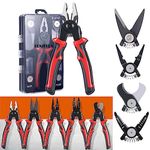 5 in 1 multifunctional Pliers Tool Kit With 5 Interchangeable Heads Special For Electricians Combination Lineman Pliers,Cable Cutting,Wire Stripping,Crimping Tools,Sheet Metal Shear with Storage Box