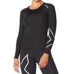 2XU Women's Core Compression Long Sleeve, Black/Silver, X-Large