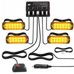 12LEDs Flashing Beacons for Vehicles,Car Strobe Flash Lights with 8 Light Modes & Main Control Box,Hazard Warning Beacon Emergency Flashing Lights with IP65 Waterproof for 12V 24V Car Vehicles Truck