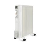 Geepas Oil Filled Radiator Heater 2500W, 11 Fin | Portable Electric Heater 3 Heat Settings | Adjustable Thermostat Safety Cut-off Overheat Protection Energy Efficient Heating | 2 Year Warranty White