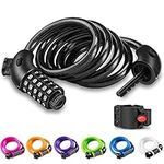 Opaza Bike Locks with 5-Digit Code, 1.2M/4feet Bicycle Combination Cable Lock, Lightweight & Security Bike Chain Lock for Bicycle,Mountain Bike,Electric Bike,Scooter - Black