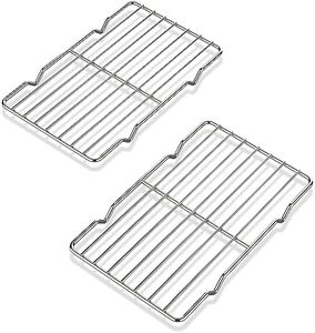 Adorila 2 Pack Cooling Rack for Baking, Stainless Steel Heavy Duty Wire Rack Baking Rack, 8.5" x 5.3" Roasting Drying Rack for Small Toaster Oven