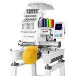 Smartstitch S-1001 Upgraded Embroidery Machine with 10 Needles,1200SPM Max Speed,7" Touch Screen,9.5x14.2"(24x36cm) Embroidery Area,New Gen of Commercial Embroidery Machine for Flat,Hat,T-shirt & more