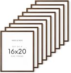 HAUS AND HUES Set of 9 Walnut Wooden 16x20 Picture Frames - Classic Elegance for Your Photos - Perfect for Displaying Memories