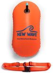 New Wave Swim Bubble for Open Water Swimmers and Triathletes - Be Bright, Be Seen & Be Safer with New Wave While Swimming Outdoors with This Safety Swim Buoy Tow Float (Orange)