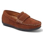 Boys Moccasin Loafer Kids Shoes Faux Leather Slip ON (Tan Brown, UK_Footwear_Size_System, Little_Kid, Men, Numeric, Medium, Numeric_10)