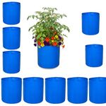 Bio Blooms Round HDPE Plant Grow Bag for Terrace & Kitchen Gardening | Pack of 10 | 18x18 | 350 GSM Heavy Duty Outdoor Grow Bag | Durable Planter for Vegetables, Flowers & Plants | Blue