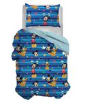 Mickey Mouse Single Duvet Cover Set, Cotton, Blue, 155 x 200 cm, Pillowcase 50 x 80 cm, Disney, 100% Cotton, Official Product