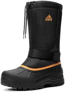 NORTIV 8 Men's Waterproof Hiking Winter Snow Boots Insulated Fur Liner Lightweight Outdoor Tall Boots,Size 7,Black/Orange,QUEBEC-M