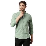 Thomas Scott Men's Button Down Collar Slim Fit Casual Shirt (Green, Large)